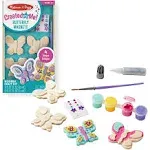 Melissa & Doug Created by Me! Wooden Butterfly Magnets Craft Kit (4 Designs, 4 Paints, Stickers, Glitter Glue)