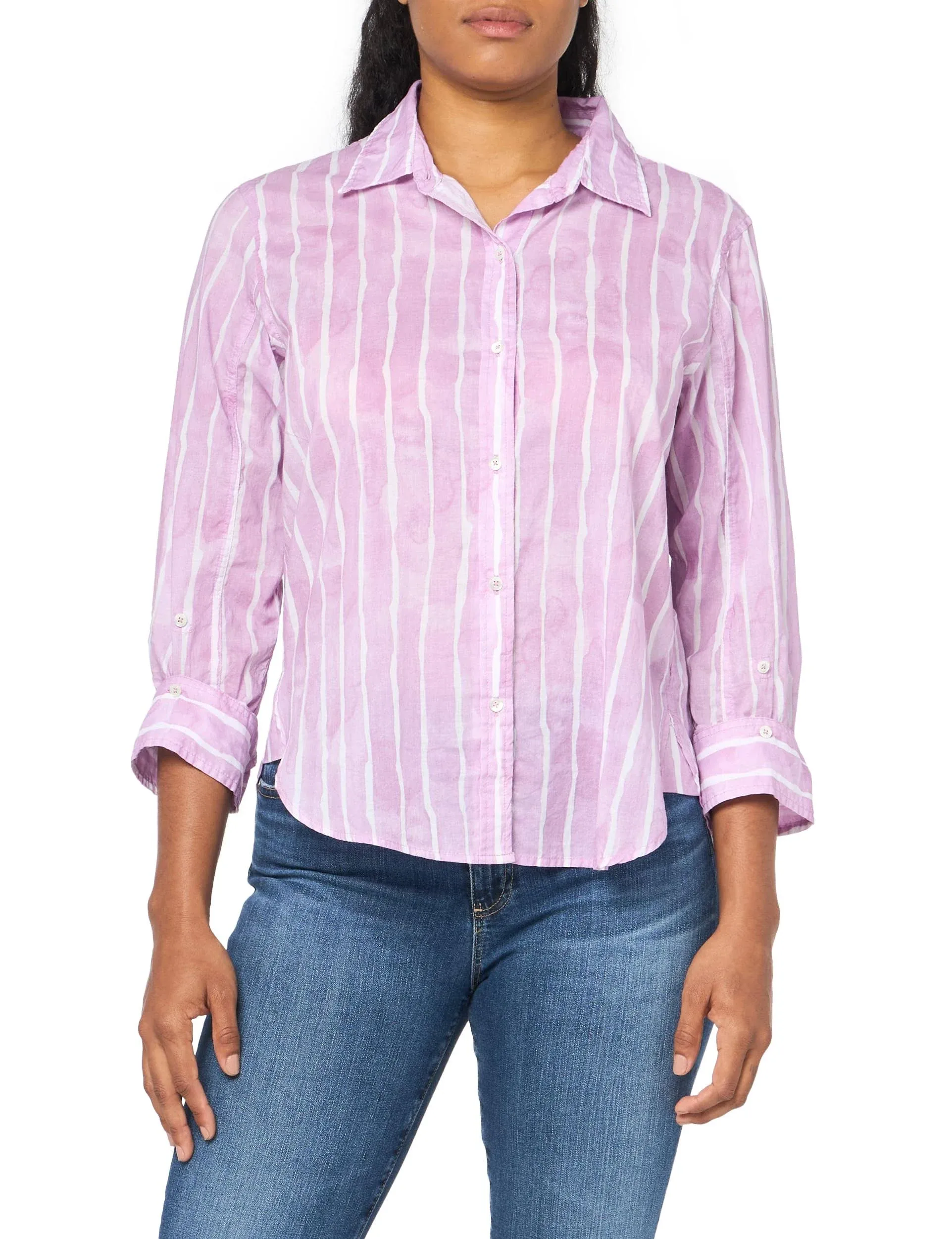 NIC+ZOE Women's Watercolor Stripe Girlfriend Shirt