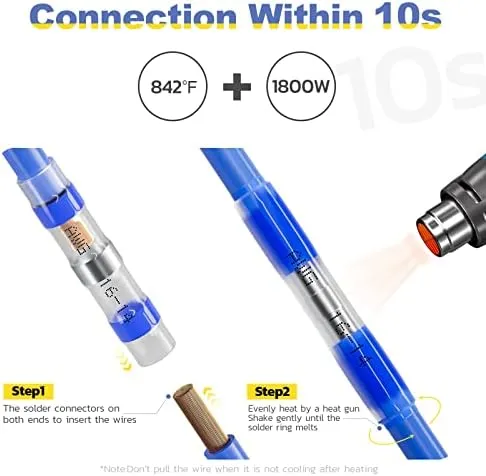 haisstronica 400PCS Solder Seal Wire Connectors-haisstronica Waterproof heat Shrink Butt Connectors-Self Solder for Marine,Aircraft,Boat,Truc