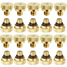 20 Pack Brass Misting Nozzles Tees, Brass Spray Nozzles for Greenhouse Landscapi