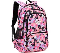 Bansusu Geometric Print Kids Backpack for Girls Boys School Bag Bookbags