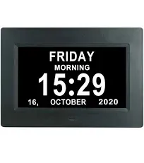 ybest 7 Inch Extra Large Day Date Time Digital Day Calendar Clock with Auto-dimming 12 Alarm Reminders Dementia Clocks for Senior Elderly impaired