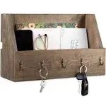 Key Holder for Wall Farmhouse Mail Organizer Wall Mount Rustic Wooden Mail Ho...