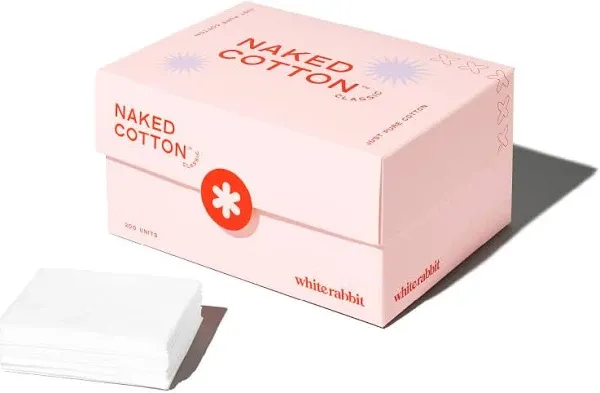 White Rabbit - Naked Cotton Classic - Premium Facial Cotton Pads - for Makeup Remover, Toner, Mask - 100% Cotton, Unbleached, Lint-Free - Extra Soft & Durable - Natural & Cruelty-Free - 100 Count