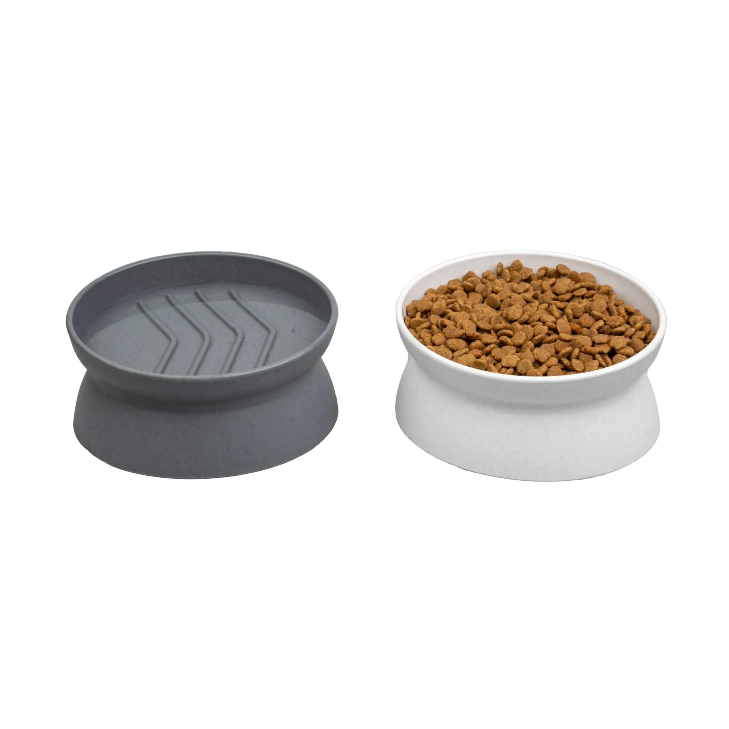 Kitty City Raised Cat Bowls, Small Slow Eat Bowl 2pk (Modern)