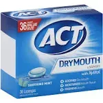 ACT Dry Mouth Lozenges with Xylitol, Soothing Mint, 36 Lozenges, freeship