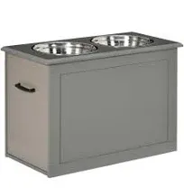 PawHut Raised Pet Feeding Storage Station with 2 Stainless Steel Bowls Base for Large Dogs and Other Large Pets