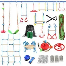 Dripex Ninja Warrior 60FT Ninja Lines Most Complete Accessories for Kids Swing Trapeze Swing