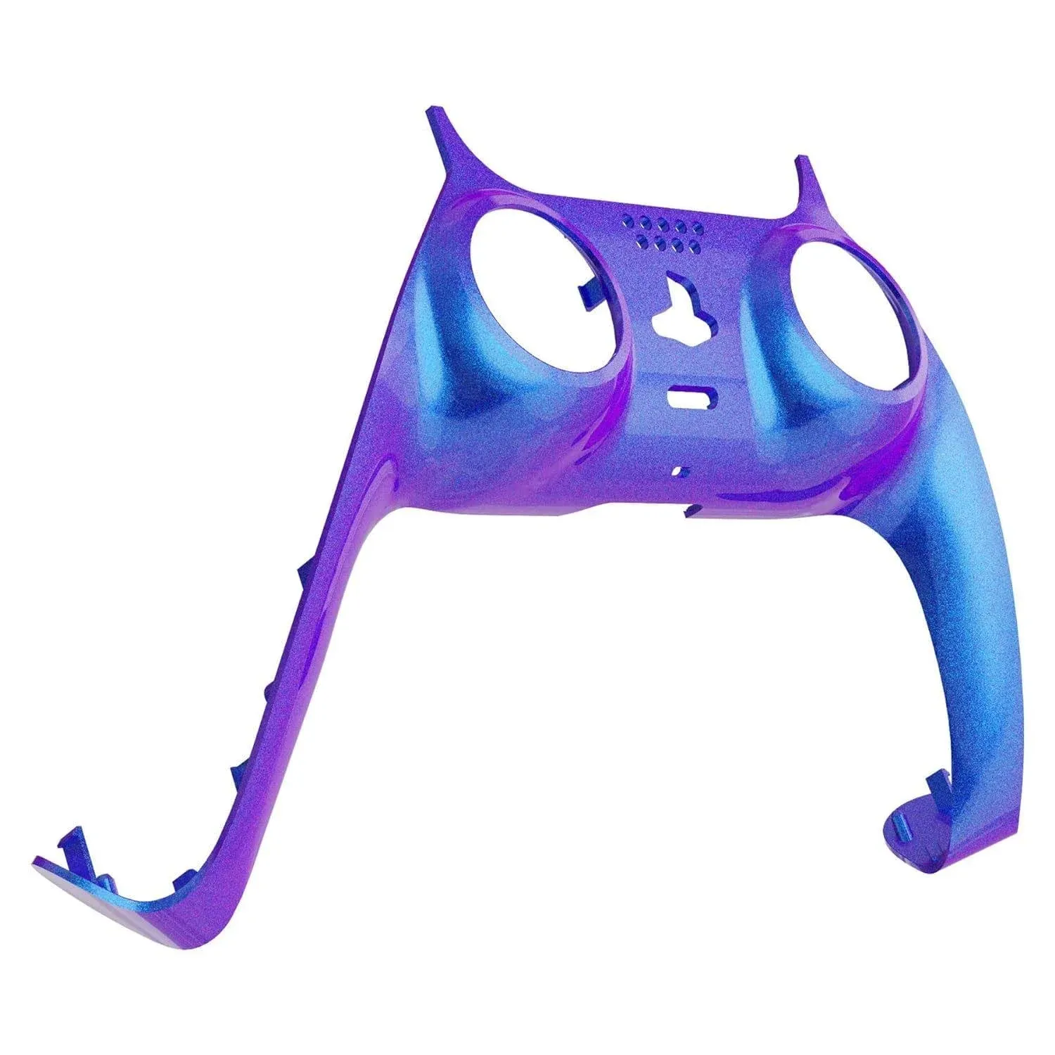 eXtremeRate Chameleon Purple Blue Glossy Decorative Trim Shell Compatible with p s 5 Controller, DIY Replacement Clip Shell, Custom Plates Cover Compatible with p s 5 Controller with Accent Rings