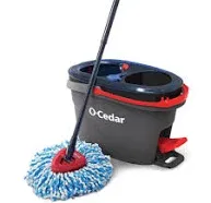 O-Cedar EasyWring RinseClean Microfiber Spin Mop & Bucket Floor Cleaning System with 3 Extra Refills, Grey