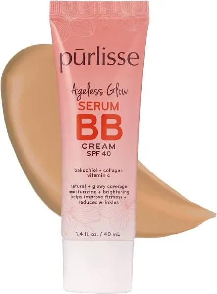 Purlisse Ageless Glow Serum BB Cream SPF 40, 1.4 fl oz (Medium Warm) NEW