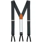 Trafalgar Astaire Grosgrain Stripe Silk Suspenders in Black With Grey Stripe