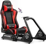 Gtplayer Racing Simulator Cockpit with Seat and Bluetooth Speakers, Racing Style Reclining Seat and Ultra-Sturdy Alloy Steel Frame (Red)