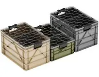 SIDIO CRATE Starter Pack - Two Full Size and One Half Size SidioCrate, Stackable Outdoor Organizer Storage Bins with Clear Lid and Dividers - CAMO Variety Pack