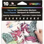 Artesprix Iron-on-Ink Markers for Sublimation Printing &amp; Drawing, Pastel Color Chisel Tip, 10 Color Set