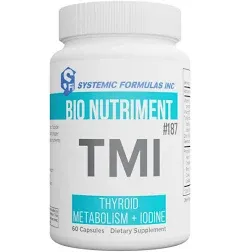 Systemic Formulas Bio Nutriment TMI Thyroid Metabolism + Iodine 60 Capsule #187. Iodine Supplement Thyroid Support for Women and Men Iodine Pills