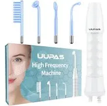 High Frequency Wand UUPAS Portable 4 in 1 Blue High Frequency Skin Facial Machine with 4 Pcs Tubes for Home Use