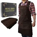 Woodworking Shop Apron - 16 oz Waxed Canvas Work Aprons | Metal Tape holder, ...