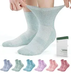 Bulinlulu Diabetic Socks for Women&Men,6 Pairs Non Binding Diabetic Ankle Socks,Wide Socks with Seamless Toe Size 6-9 9-11