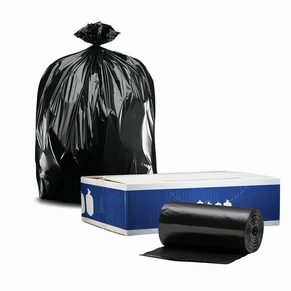 Plasticplace 12-16 Gallon Trash Bags, 1.0 Mil, Black Tall Garbage Can Liners, 24" x 31" (250 Case)