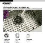 Houzer Club 14&#034; Stainless Steel Undermount Single Bowl Bar Sink with Strainer