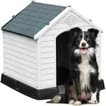 YITAHOME Large Plastic Dog House Outdoor Indoor Insulated Doghouse Puppy Shelter Water Resistant Easy Assembly Sturdy Dog Kennel