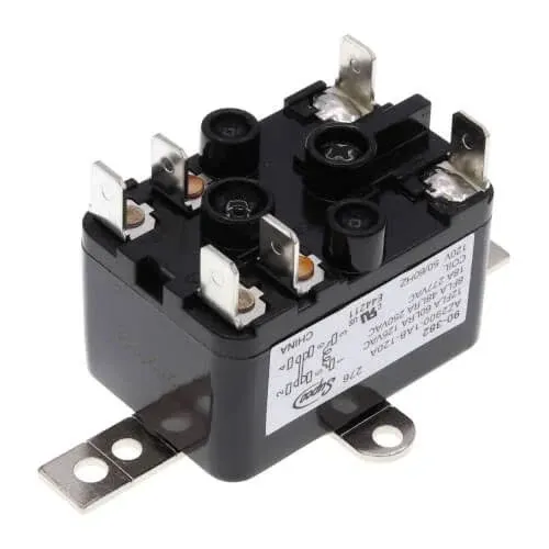 Supco 90382 General Purpose Fan Relay, 18 A Load Current, 120 V Coil Voltage, Normally Open and Normally Closed Contacts