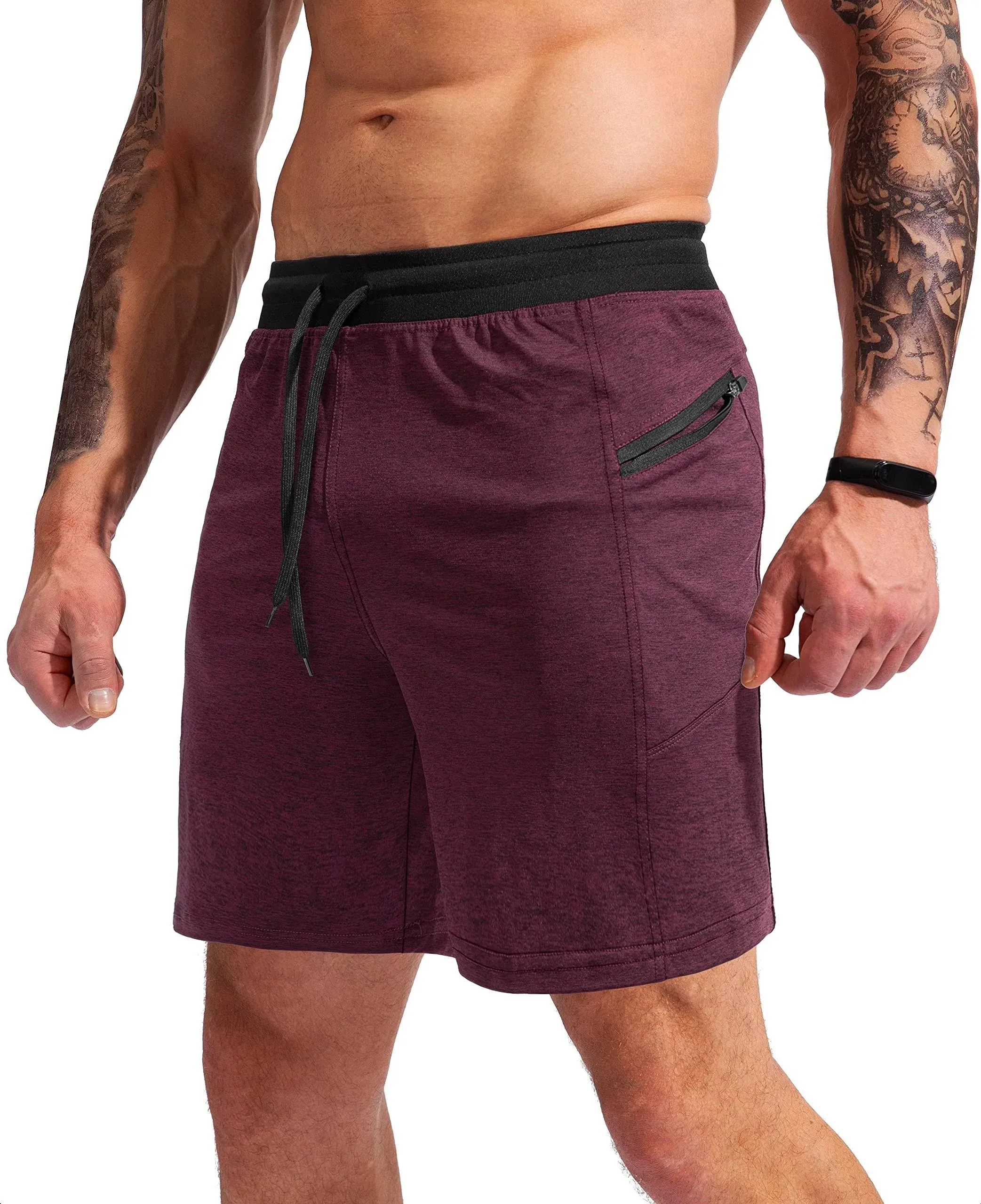 G Gradual Men's 7" Athletic Gym Shorts Quick Dry Workout Running Shorts with Zipper Pockets