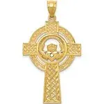 14K Yellow Gold Celtic Claddagh Cross Pendant