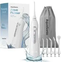 Aquasonic Aqua Flosser Professional Rechargeable Water Flosser with 4 Tips