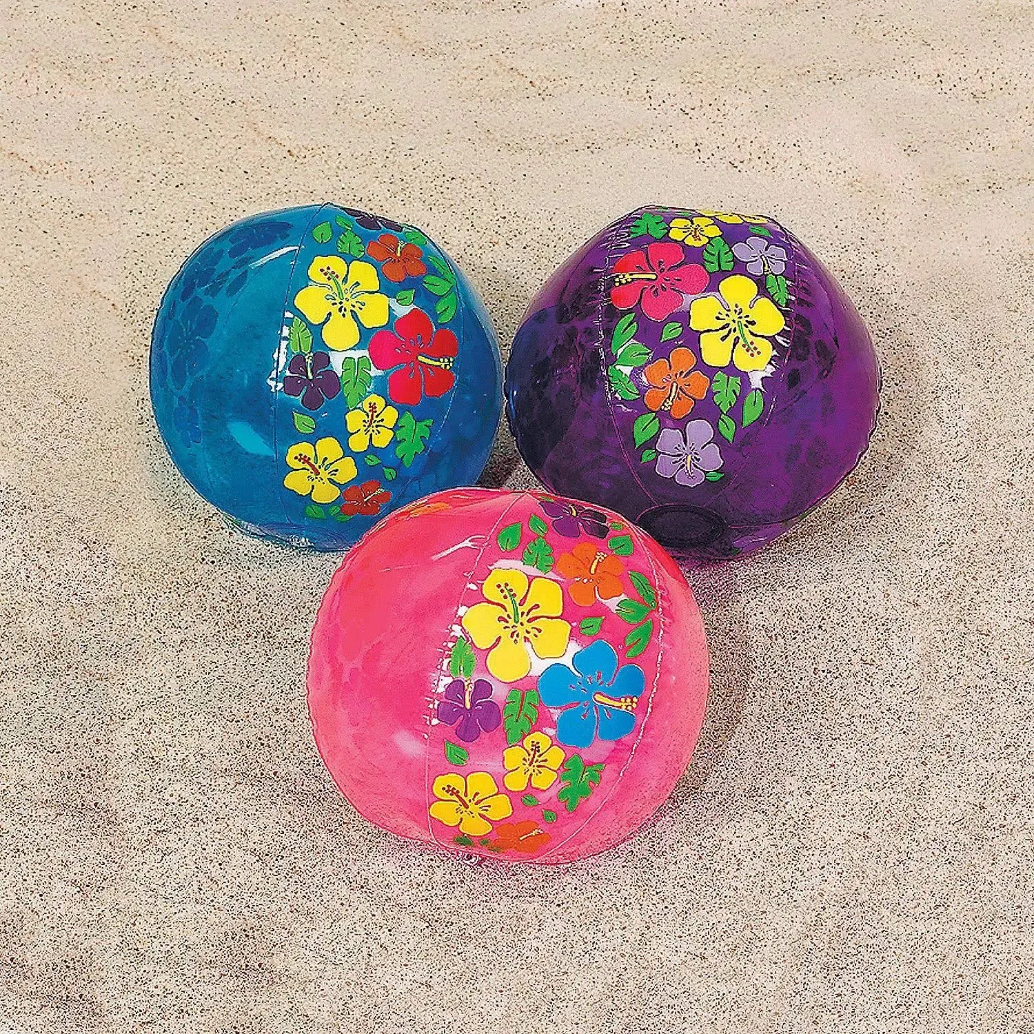 Hibiscus Print Beach Balls - Party Favors - 12 Pieces