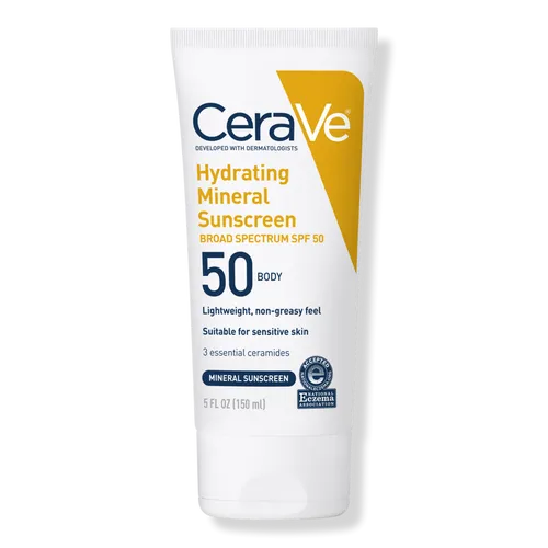 CeraVe Hydrating Mineral Sunscreen Lotion for Body SPF 50 for All Skin Types