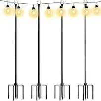 Walensee 9.4 ft String Light Poles with Hook for Hanging String Lights for Garden Party Patio Christmas Wedding