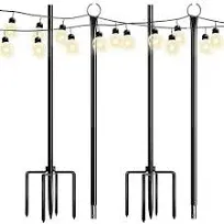 Walensee 9.4 ft String Light Poles with Hook for Hanging String Lights for Garden Party Patio Christmas Wedding