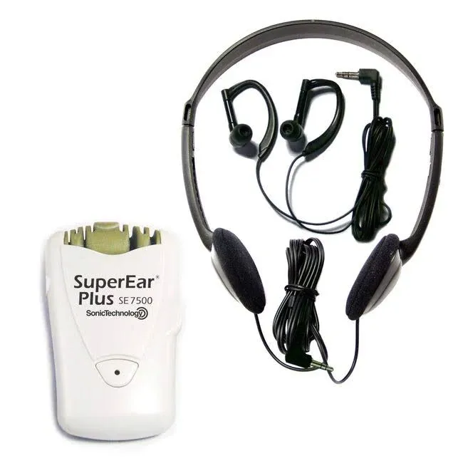 Sonic SuperEar Plus SE7500 Personal Sound Amplifier with Case, Headphones and Discreet Earbuds