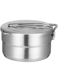 Stainless Steel Camping Cook Pot with Lid and Folding Handle Camping Cookware 1.5L Large Capacity Bento Pot for Camping, Hiking, Picnic