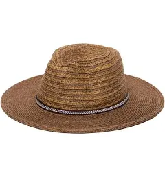 San Diego Hat Co. Women's Wide Brim Ultrabraid Panama Sun Hat Fedora with Jacquard Trim