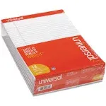 Universal Perforated Edge Writing Pad, Legal Ruled, Letter, White, 50 Sheet, Dozen