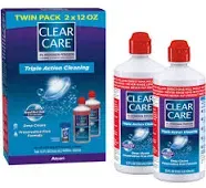 Clear Care Cleaning Solution with Lens Case, Twin Pack, 12 Fl Oz (Pack of 2)