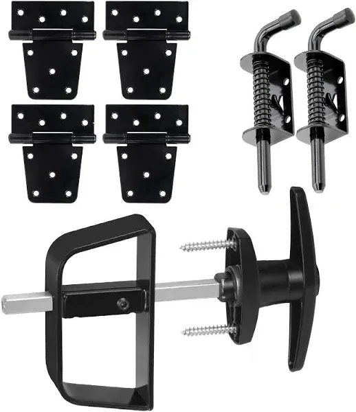 Double Door Shed Hardware Kit - Complete with Latches, Hinges, and T-Handle Lock - Includes Window and Door/Window Hinge Set, for Gates, playrooms