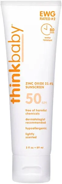 50+Baby Mineral Sunscreen Safe Natural Sunblock for Babies Water Resistant 3 Oz.