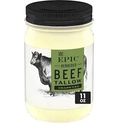 EPIC Beef Tallow, Grass-Fed, Keto Friendly, Whole30, 11 oz Jar