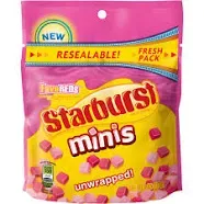 STARBURST All Pink Minis Fruit Chews Candy, 8 oz. Grab N Go Size Resealable Bag