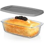 Razab Large 7.6 Cups/1800 Ml/1.9 qt Glass Loaf Pan with Lids - Meatloaf Pan BPA Free Airtight Lids Grip Handle Easy Carry, Microwave and Oven Safe -