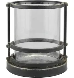 Stonebriar Collection Metal Trim Hurricane Candle Holder with Glass Insert