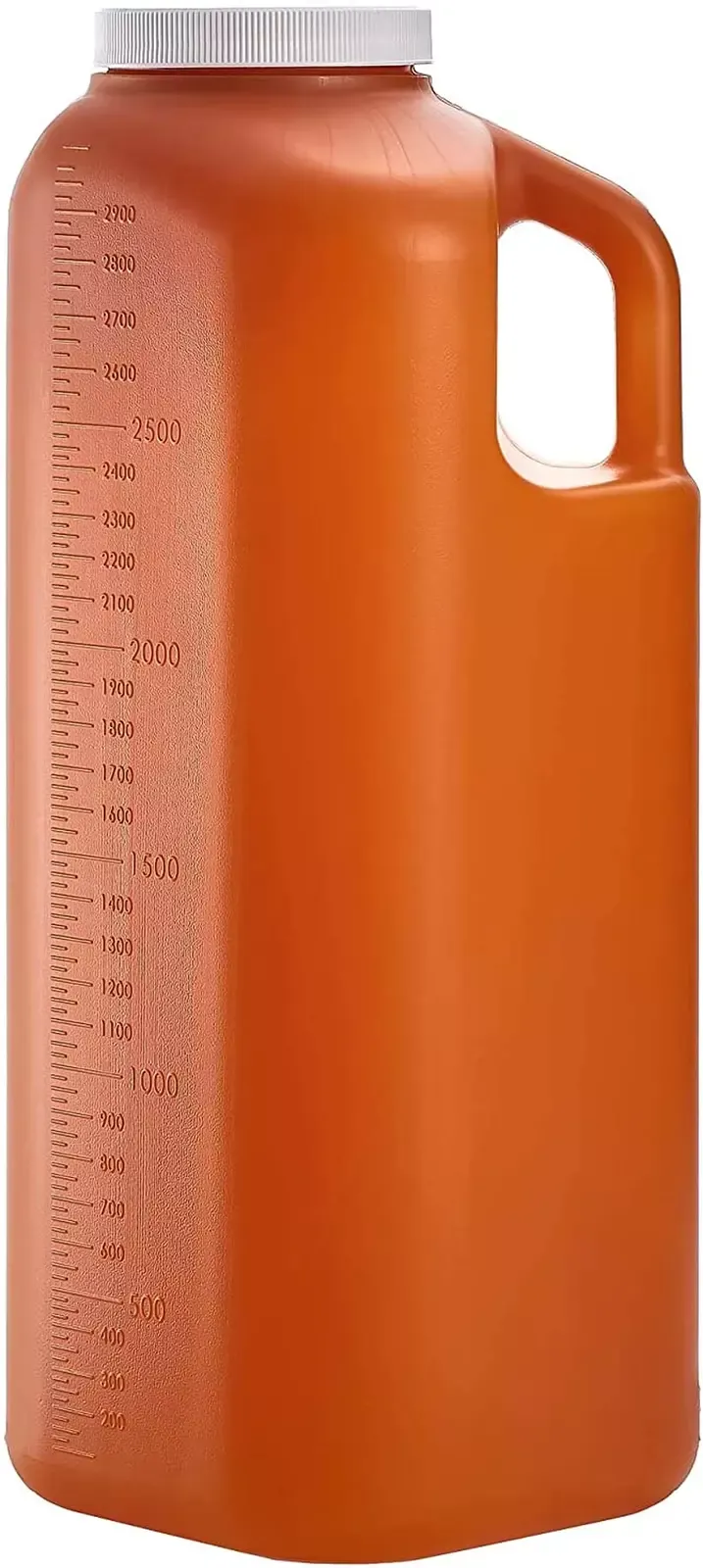 Large Male Urinal with Leak Proof Screw Cap Lid (3000 Ml or 101 Oz.) (Amber Colo