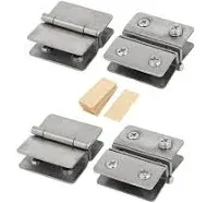 Glass Door Hinges Adjustable Double Clamp Hinge Fits for 5-6mm0.2&#034;-0.24<wbr/>&#034; Thic...