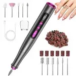 SnnyNyx Electric Nail Drill Professional Efile Nail Machine, LCD Display 25000rpm Rechargeable Portable Cordless Nail Drill Kit Drill Bits for Acrylic