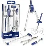 Compass for Geometry Large, Professional Drawing Compass Metal Drafting Compass Kit with Extension Bar,Metal Compass Geometry Set for Geometry, Drafting, Math, Drawing, for Engineer and Mathematician