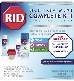 RID\xa0Lice Treatment Complete Kit 3 Step Process w/ Instructions Exp 1-26Home Use